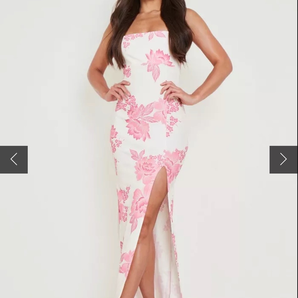BOOHOO Floral Maxi Dress with Pink Flowers